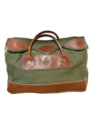 Vintage Gokey Lona e Couro Weekender/Bolsa de Duffel 20x13x8” Verde SEM ALÇA - Imagem 1 de 4