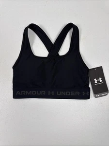 Under Armour 1361034-001 Womens Black Compression Crossback Mid Sports Bra Sz XS - Picture 1 of 3