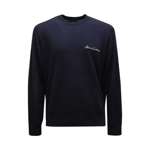 M8249 MAGLIONE UOMO ARMANI EXCHANGE MAN WOOL BLEND SWEATER BLUE - Picture 1 of 4
