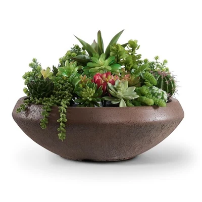 Concrete Lotus Bowl Planter 19"Dia x 6.3"H Large Succulent Pot with Drainage ... - Image 1 of 4