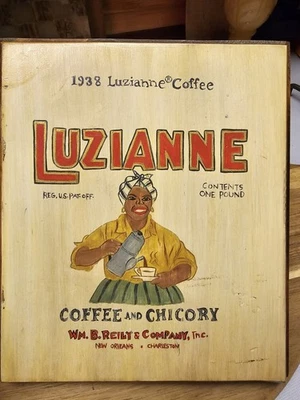 Винтажная настенная деревянная табличка Luzianne Coffee And Chickory 1938 - Изображение 1 из 4