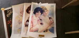Vintage c. late 70's Coca-Cola 1900's "Calendar Girls" Set of 4 Posters - Picture 1 of 11