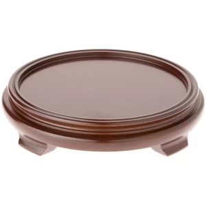 Plymor Walnut Round Wood Veneer Footed Display Base, 9.5" W x 9.5" D x 2" H - Picture 1 of 1
