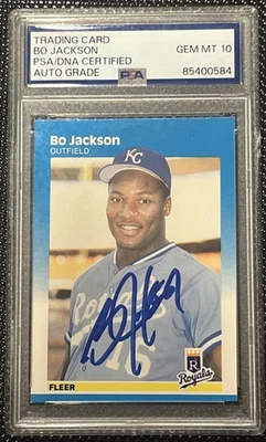 1987 Fleer  Bo Jackson Auto Rookie Card #369 Blue Label PSA 10 Gem Mint - Image 1 of 2