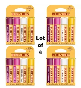 Burt’s Bees Lip Balm Assorted Varieties (4pk Box) Lot Of 4 - Picture 1 of 4