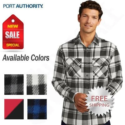 Port Authority Men's Long Sleeve Ultra soft Plaid Flannel Tunic Shirt W668 - Image 1 of 3