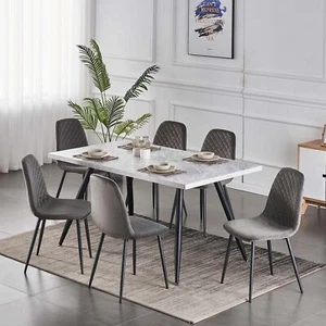 GREY WHITE KITCHEN DINING TABLE SET WITH 4 6 CHAIRS DINING SET FOR 4 6 WHITE - Picture 1 of 71