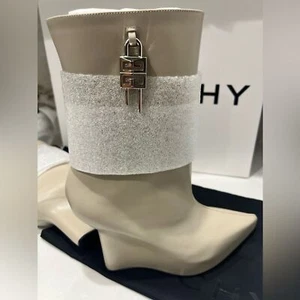 Stivaletto Givenchy G Lock zeppa pelle beige naturale 38,5 nuovo con scatola - Foto 1 di 8