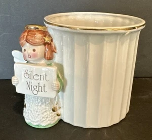 Napco Ceramic Christmas Planter Silent Night Angel HTF Vintage - Picture 1 of 8