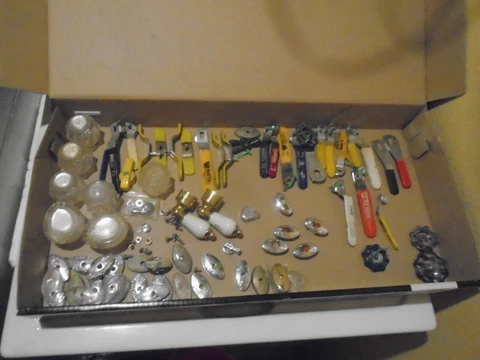 Faucet / Valve Open Close Handles large lot with screws/nuts over 6 lbs!!! Cover