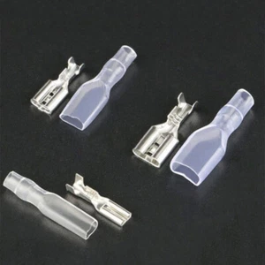2.8/4.8/6.3mm Crimp Terminals Male Spade Electrical Connectors Insulated Sleeve - Picture 1 of 5