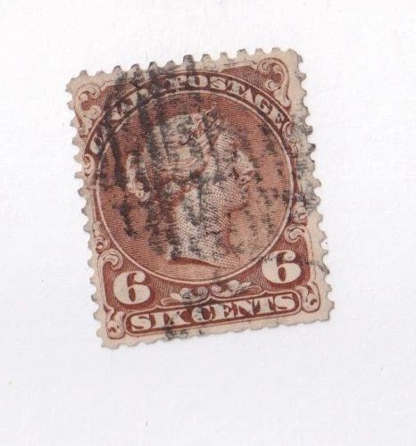 CANADA # 27 VF-6cts LARGE QUEEN VERTICLE LINED CANCEL  - Image 1 of 1