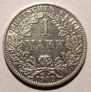  1 Mark 1909 A, Wilhelm II, Deutschland, sehr schön / brillant, original - Bild 1 von 2