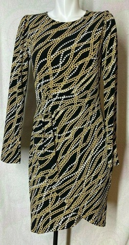 Abito donna Michael Kors piccolo nero bianco perla catena dorata nuovo con etichetta elasticizzato