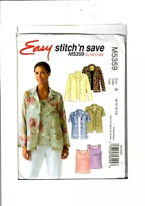 Stitch 'n Save M5359 Sewing Pattern Misses SHIRT TOP Size 8-14 Uncut, FF - Picture 1 of 2