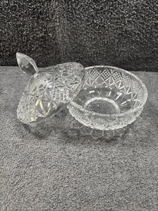 Diamond Point Pressed Clear Glass Candy Dish With Lid - Picture 1 of 11