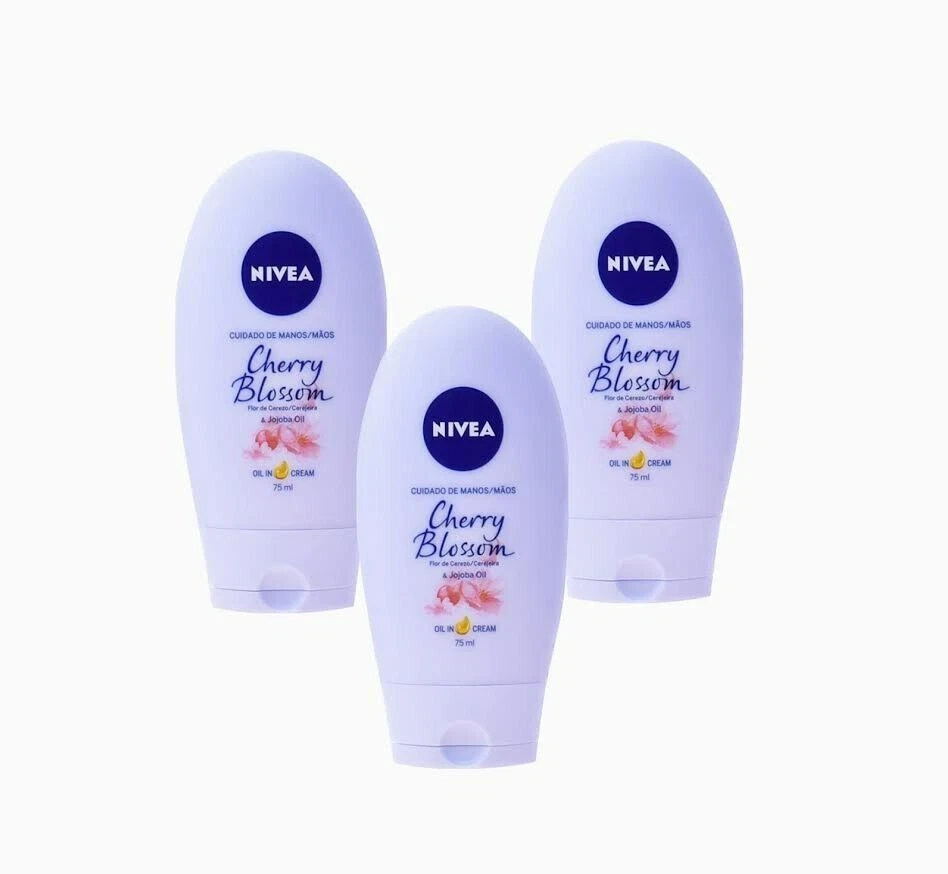 3 PACK NIVEA Hand Cream Cherry Blossom Jojoba Oil Infused 2.6 OZ - Image 1 of 1