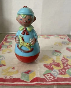 Vintage Stahlwood Baby Toy Rattle Weighted Bobble & Handkerchief - Picture 1 of 12