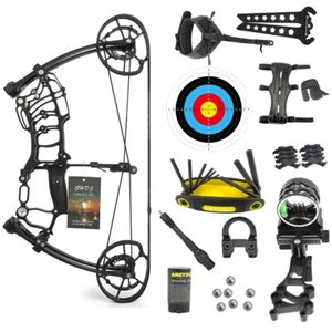 25 Zoll Dual-Use Compoundbogen Set Stahlkugel Pfeile Bogenschießen Outdoor Ziel RH LH - Bild 1 von 28