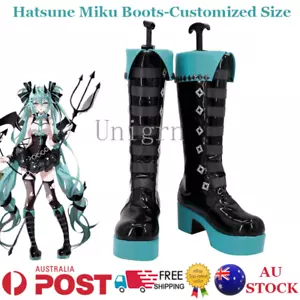 Hatsune Miku Cosplay Boots Shoes Vocaloid Miku Boots Customized Size Halloween - Picture 1 of 14