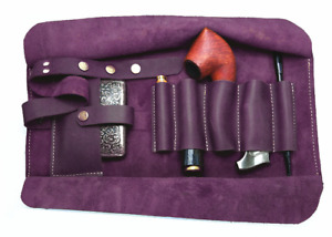 pipe bag tool Cover pouch holder case pocket Smoking bag cow Leather purple H388