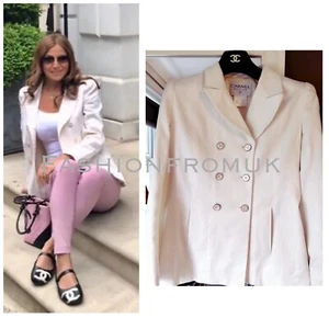 CHANEL BOUTIQUE White Cotton Vintage Jacket sz 36 - Picture 1 of 12