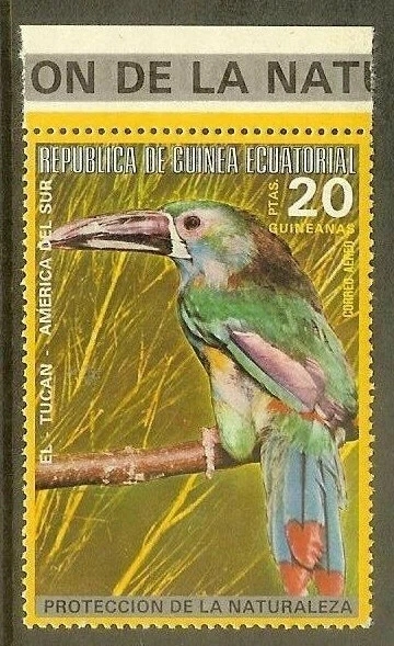 Guinea Ecuatorial - 1974 - Pájaro Sudamericano y Australiano - Tucán de gruñido carmesí Foto 1 de 1
