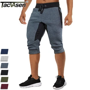 Men's Capri Shorts Gym Workout Athletic Fitness Running Sport Sweatshorts Pants - Picture 1 of 42
