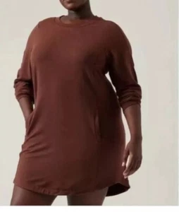 NWT Athleta Balance Dress Plus 3X 24W 26W Mahogany Brown Zip Pocket - Picture 1 of 4
