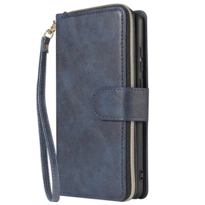 摩托罗拉 Edge (2022) 钱包式保护壳 9 卡拉链插槽支架翻盖皮革保护壳 — 第 1/4 张图片