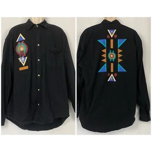 Vintage Sundance Denim Wear Shirt Mens XL Southwestern Tribal Patchwork Shacket - Picture 1 of 16
