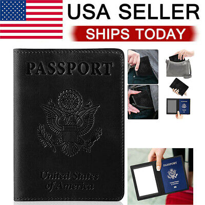 Leather Passport Travel Wallet Blocking Case Cover Holder For Vaccine Card 2022 • 6.95$