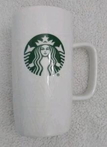 Starbucks 16 oz Tall Mug White w/ Whiter Zigzags Diamonds Mermaid Siren Logo - Picture 1 of 7