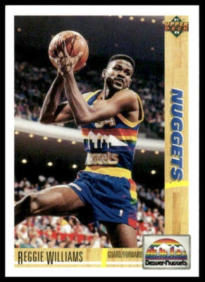 1991-92 Upper Deck #206 Reggie Williams (206a Diamond Logo) Denver Nuggets - Image 1 of 2