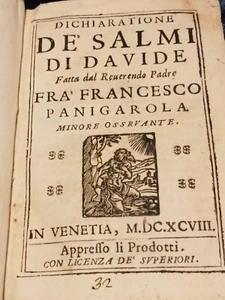 DÉCLARATIONE DE SALMI DI DAVIDE FRA FRANCESCO PANIGAROLA 1698 - Bild 1 von 5