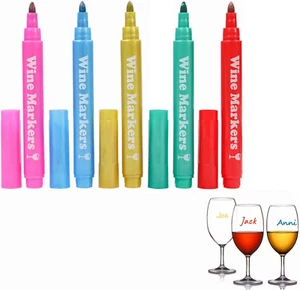 Metallic Marker Pens Weinglas-Marker, Glasstift, Glasmalstifte, Glasmarker, Abwi - Bild 1 von 8