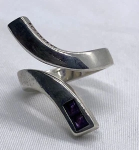 Anillo Gucci Corte Cuadrado Plata Esterlina Piedra Púrpura Giratorio TALLA 6 - Imagen 1 de 7