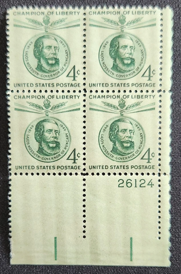US Scott 1117 - Lajos Kossuth - MNH - 1958 Issue - Plate Block of 4 - Image 1 of 1