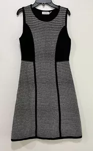 Calvin Klein Women's Black Striped Sleeveless Knit A Line Dress Size Small - Picture 1 of 7