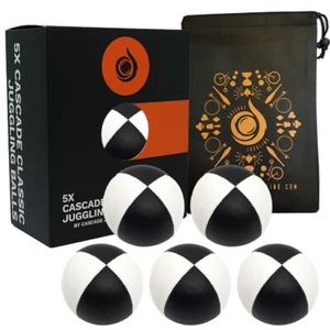 5 x Black/ White 115g Cascade Classic Thud Juggling Balls and Bag - Picture 1 of 2