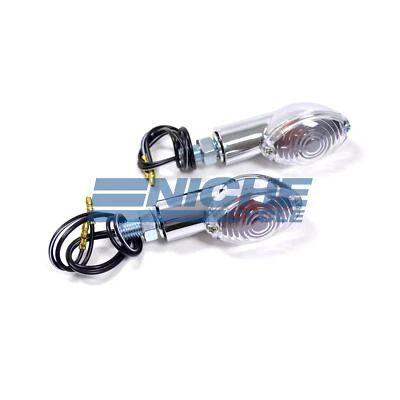 Luces de señalización de giro Mini Cateye de 2,5" 12 voltios cromadas transparentes Foto 1 de 2