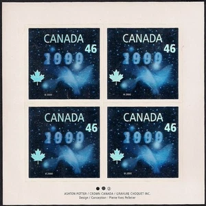 Canada Stamps - Full Pane of 4 - Millennium Issue ''Dove'' Hologram #1812 MNH - Picture 1 of 1