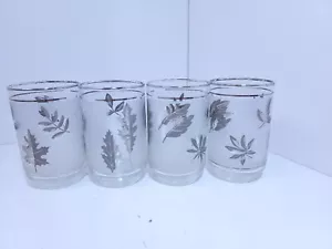 Vintage Libbey Silver Foliage Frosted Beverage Tumblers Set Of Four - Picture 1 of 9