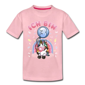 Dritter Geburtstag Mädchen 3 Jahre Einhorn Mit Luftballon Kinder Premium T-Shirt - Bild 1 von 5
