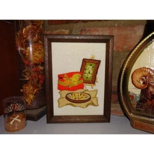 Punto de aguja enmarcado vintage, aro arte bordado costura nociones colgante de pared - Imagen 1 de 10