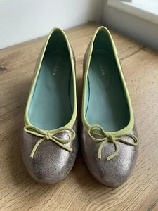 Boden Gold & Lime Wedge Heel Ballet Shoes Size 6 Worn Once Indoors - Picture 1 of 5