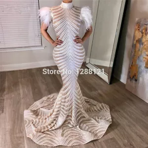 Shiny Sequins Mermaid Prom Celebrity Party Pageant Dress Evening Formal New Gown - Picture 1 of 2