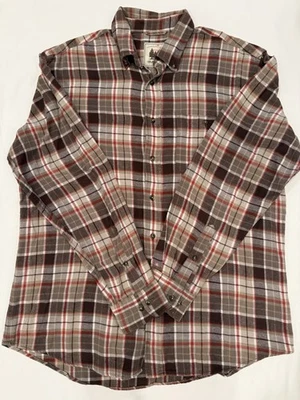 GH Bass Earth Shirt Men's Large Multicolor Plaid Cotton Regular Fit Button-Up - Image 1 of 4