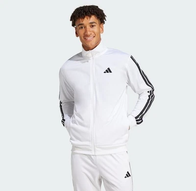 Chaqueta deportiva Adidas para hombre lista para el día cremallera completa talla XL blanca nueva Foto 1 de 4