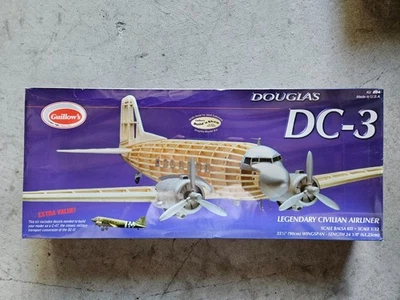 GUILLOWS 804 DC-3 CIVILIAN AIRLINER BALSA FLYING MODEL KIT-NIB-35 1/2” WING SPAN - Image 1 of 4
